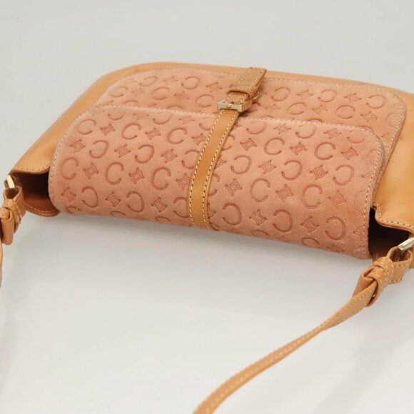 CELINE C Macadam Canvas Shoulder Bag Pink Gold Auth BA2500 - Picture 8 of 16